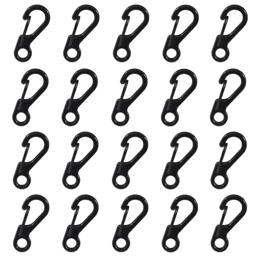 Auvotuis 20Pcs Mini Carabiner Clip, Black