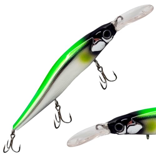 Isca Artificial Yara Maquina +1 Barbela Grande 9,8cm 10,8g (86 - CROMADA DORSO VERDE)