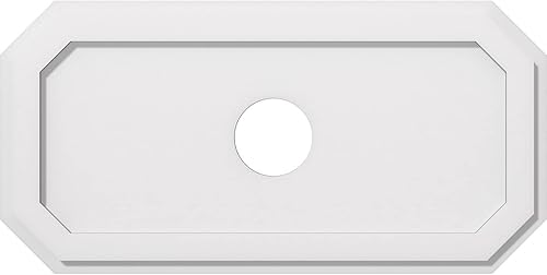 Miniatura 206 de Ekena Millwork CMP36X18ED-03000 Medallones de techo de uretano contemporáneo de PVC de grado arquitectónico Emerald 36"W x 18"H x 3"ID x 12 1/2"C x