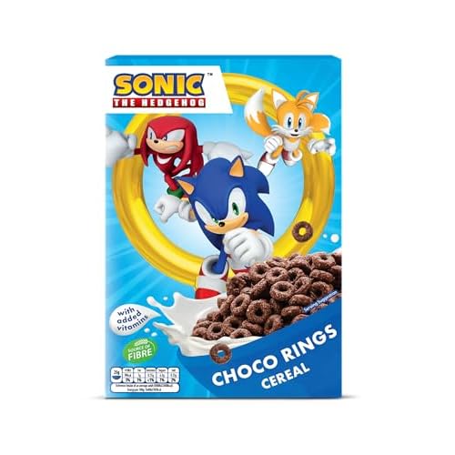 Sonic Choco Rings Cereal, schokoladige Kringel aus Weizen, Hafer und Mais für Dein perfektes Frühstück, mit zugesetzten Vitaminen, 1er Pack (1 x 350g)