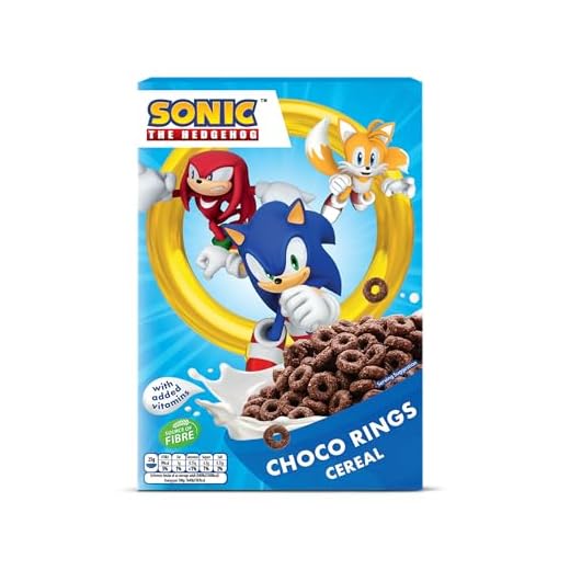 Sonic Choco Rings Cereal, schokoladige Kringel aus Weizen, Hafer und Mais für Dein perfektes Frühstück, mit zugesetzten Vitaminen, 1er Pack (1 x 350g)