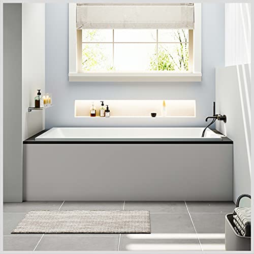 Eviva Teddy 59-Inch Acrylic Bathtub Non-Slip Deep Soaking Bathtub 62-Gallon Drop-In Modern Soaker Deep Rectangular Bath Tub For One Bather In Glossy White #TOP23