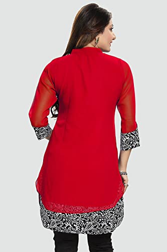Image of Keshubaba Women's Short Tunics with Neckline Embroidery |Kurti Tops | Short Kurti | Short Kurti for Women | Short Kurti for Girls