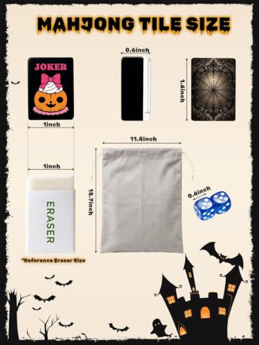 Halloween American Mahjong Tile Set Halloween Intricate Gothic Spiderweb Ornamental Details Sepia Tone 160 Acrylic Mahjong Tiles 1.4" Game Set with Bag & Accessories for Gift Travel Party (Candy) - Image 4