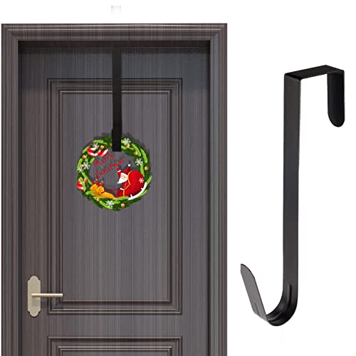 KINBOM 1 Gancho para Adorno Puerta Navidad, Gancho Acero para Decoración Puerta Delantera, Metal para Corona, Adorno de Navidad, Mochila, Bolso o Letrero de Bienvenida (Negro)
