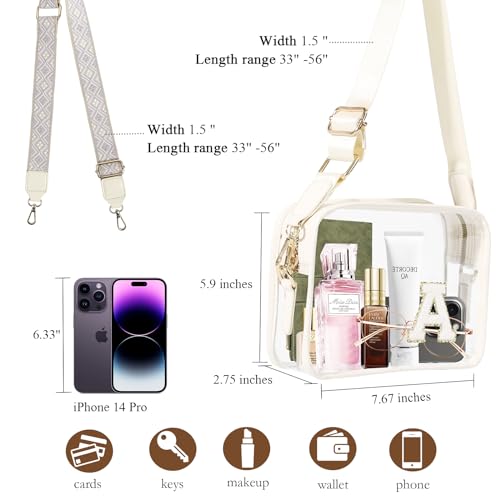 Stadium-Approved Clear Initial Purse, Crossbody Bag for Events, Concert and Sports,Adjustable Strap2