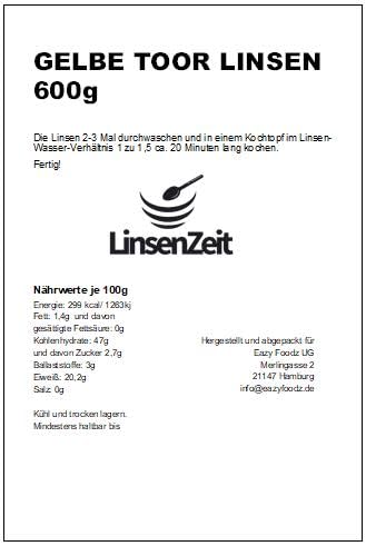 LinsenZeit – Gelbe Toor Linsen 600g – Arhar Dal - Toor Dal - Straucherbsen geschält und halbiert – Einzigartige Proteinquelle – Vegan, ohne Zusatzstoffe & Premium Qualität