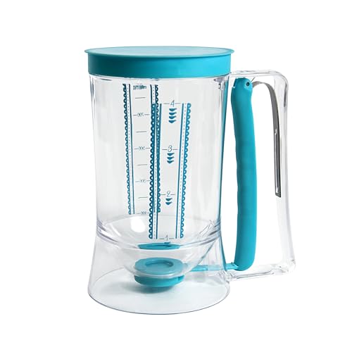 Lily Cook, Bottiglia dispenser per pastella, Versatore per pastella per torte con pistone e coperchio, Graduazione da 900 ml, Taglia unica, Colore casuale