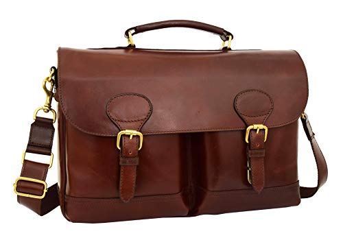 Sac d'affaires homme en cuir véritable marron pour protéger votre ordinateur au bureau HLG157