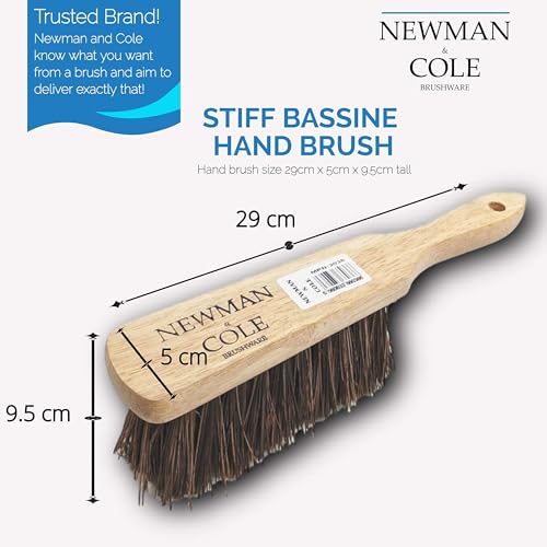 Newman and Cole Natural Wooden Hand Brushes - Choose from Hard Stiff Bristle Brush or Soft Brush with Natural or Synthetic Bristles (1 x Bassine Stiff Hand Brush)