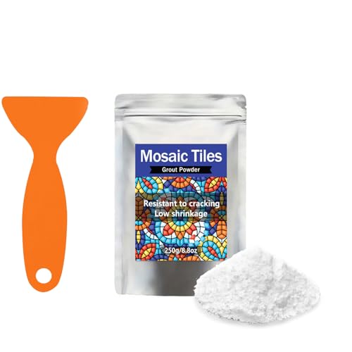 CAMUTKRY Mosaic Grout, Mosaics Tile Tools, Mosaic Tile Accessories – Essential for Handmade Grouting and Perfect for DIY Craft Projects (White, 250G) (8.8oz)