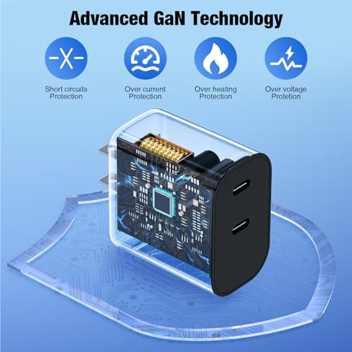 Image of Dual Port Type-C Fast Charger 60W(in total) for Samsung Galaxy S26 Ultra, 6 /6 /10 /10FT PD3.0 USBC Fast Charging Cable /Cord for Galaxy S26 S25 S24 S23 S22 Plus,Android Phone, iPhone 17 /16 /15 Pro Max,Tab