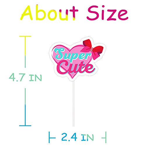 24 Jojo Cupcake Toppers Birthday Party Cake Decorations - Unicorn, Bow, Dog, Rainbow - Toppers #TOP3