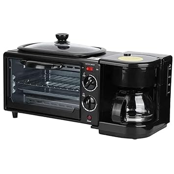 3in 1 Breakfast Maker with Coffee Maker, Non Stick Portable Grill Toaster Oven, Grilled Machine, Frying P