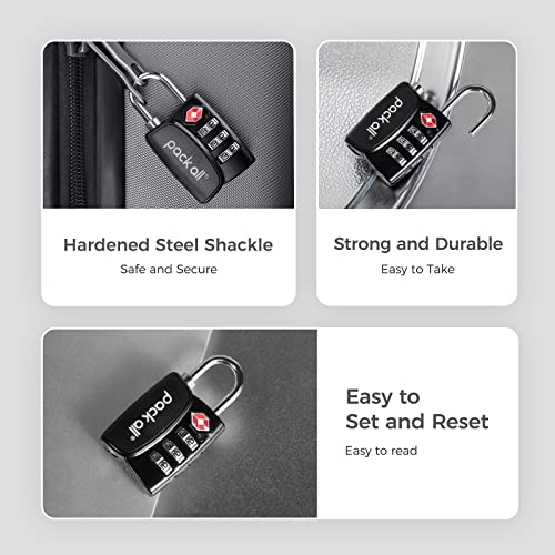 Pack All Tsa Approved Luggage Lock 3 Digit Combination Padlocks, Travel Lock For Suitcases & Bag, Inspection Indicator, Alloy Body, Travel Accessories (4 Pack) #TOP1