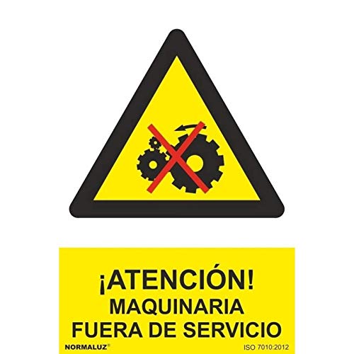 Normaluz Rd30067 - Señal ¡Atención! Maquinaria Fuera De Servicio Pvc Glasspack 0,7 Mm 21X30 Cm Con Cte, Ripci