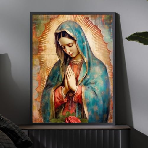 Quadro Devocional Nossa Senhora de Guadalupe, Arte Católica, Moldura Preta, Tamanho A3