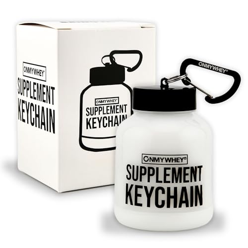 Protein Powder Container Funnel to Go 180ml - Travel Water Bottle Funnel for Mixes, Portable Pre Workout Supplement Containers & Dispenser Funnels, Mini Preworkout Supplements Holder Keychain Bottles