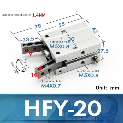 Cylindre à doigt pneumatique MHC2-32D pour serrage industriel - 3