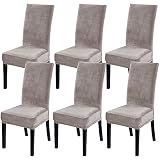 LinTimes Hotelqualität Hussen Samt Stuhl Protector Sitzbezüge für Esszimmer Hochzeitsbankett Party Dekoration Schonbezug Weicher Dicker Vollsamtstoff Waschbar, 6er Set Peacock Braun