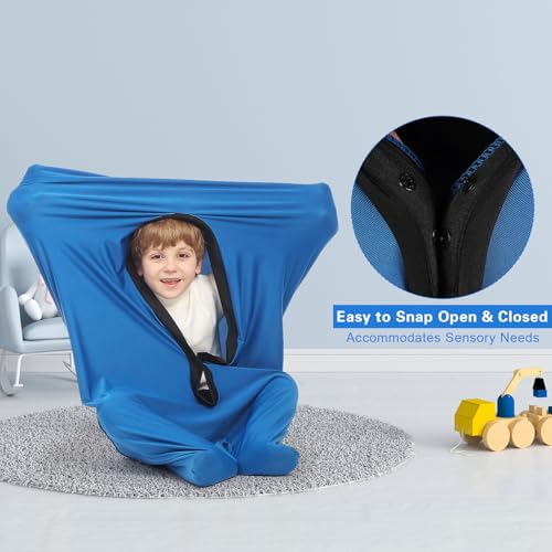 Hugsmiling Body Sock Sensory Kids, Medium 27 * 47 inch, Good for Kids Height: 48~58 inch, Soft Fabric with Strong Stitching and Snap Closures (Classic Blue) - Image 5