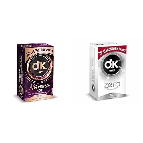 Okey Nirvana Hot Afrodizyak ve Isıtıcı Etkili & Ultra Kabartmalı Ekonomik Paket Prezervatif (1 x 20 Adet) + Okey Zero Ektra İnce Formlu Ekonomik Paket Prezervatif (1 x 20 Adet)