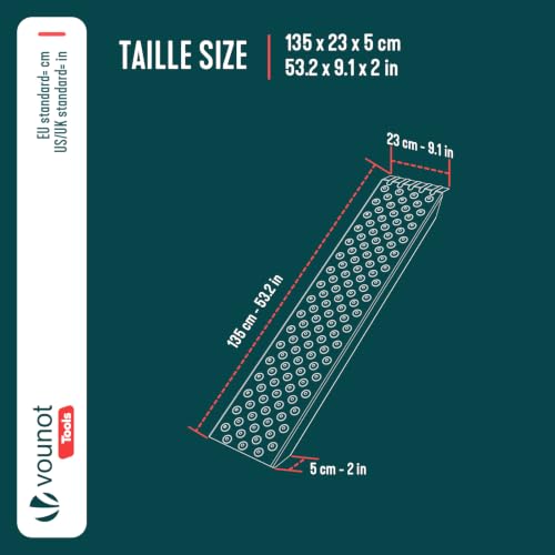 VOUNOT 2X Auffahrrampe 400kg Verzinkter Stahl, rutschfest Laderampe für Motorrad, Anhänger, Rasenmäher, Rasentraktor, Länge 135cm