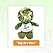 Flutter Hut I'm The Big Brother Green Triceratops Plush Dinosaur Message T-Shirt 8 Inches