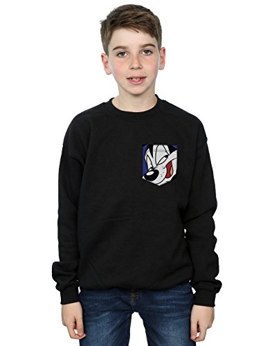 Absolute Cult Looney Tunes Boys Pepe Le Pew Face Faux Pocket Sweatshirt 7-8 Years Black