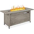 Best Choice Products 57in Propane Gas Fire Pit Table, 50,000 BTU Outdoor Rectangular Firepit for Outside, Patio w/Extruded Aluminum Table Top, Burner Lid, Storage, Cover, Glass Beads - Gray
