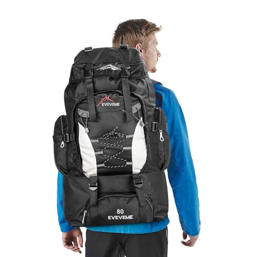 LN COZY CORNER 80L Waterproof Hiking Backpack for Men - Large Capacity Trekking Rucksack with Internal Frame & Rain Cover, Lightweight Camping Backpack for Mountaineering & Outdoor Adventures