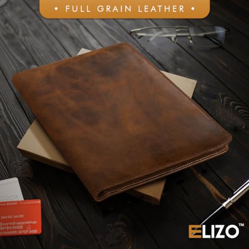 Leather Portfolio Padfolio Folder Binder Organizer Folio Business Portfolio for Men Women Professional Legal Notepad Notebook ELIZO - Thumbnail 2