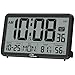 WallarGe Digital Wall Clock, Autoset Desk Clocks with Temperature, Humidity and Date, Battery Operated Digital Wall Clock Large Display, 8 Time Zone, Auto DST. (Black)