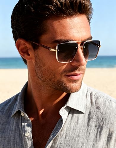 Image of Classic Mens Sunglasses Fashion Gold Frame Shades for Men UV 400 Protection Sunnies(7563)