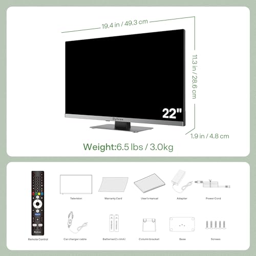 Image of SYLVOX 22 inch 12V /24V Smart RV TV with Google TV & Built-in DVD Player, Frameless 1080P Full HD QLED Display, Shock-Resistant, Wide Voltage Support (9-32V), Voice Control Remote (Limo QLED Series)