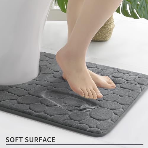 YIHOUSE Memory Foam Bath Mat Cobblestone Bathroom Rugs Super Water Absorbent Bath Mats for Bathroom Machine Washable Bath Rugs(20 x 24,Dark Gray) - image 9