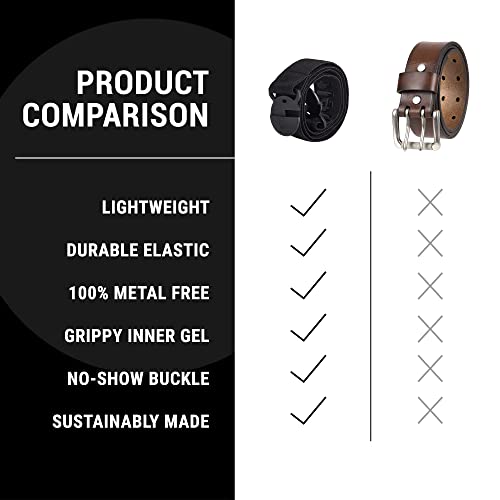 Jelt Original Sized To Fit Elastic Belts For Men And Women, Non-Slip Stretch Belt With Non-Metal Belt Buckle And Grippy Gel, Stretchable Fabric Belts For Women And Men, Black, Small #TOP7