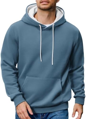 COOFANDY Herren Hoodie Kapuzenpullover Fleece Baumwolle Kapuzenpulli | Winter Hoody mit Kapuze Sweatshirt, Basic Kapuzenpullover mit Farbblockmuster, mit Kängurutasche, Warm, Masch
