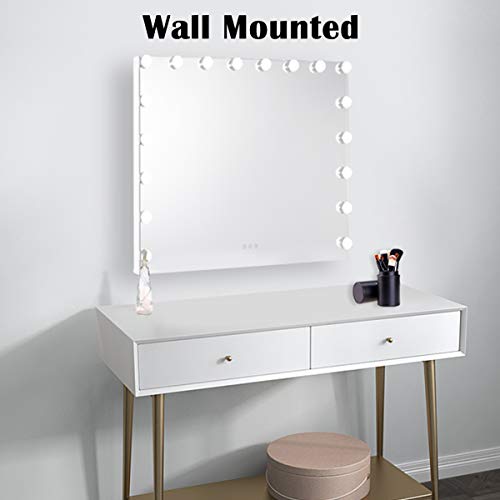 Wayking Vanity Mirror With Lights Large Hollywood Makeup Mirror With 18 Led Bulbs, Tabletop Or Wall Mounted Comestic Mirror With Touch Sensor And Usb Charging Port, White(L31.4 X H23.6) #TOP4