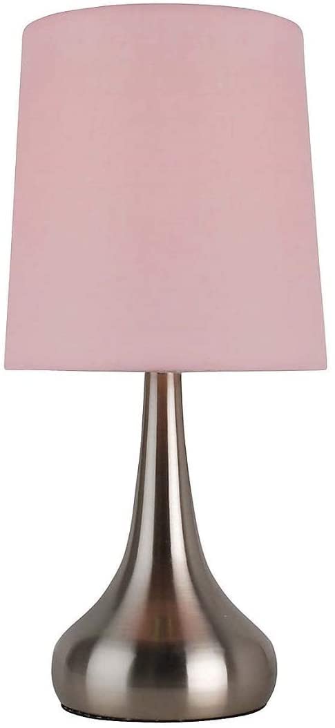 Ra-Homestore Pink Ra-Homestore® New Rimini Touch Dimmable Lamp With Faux Silk Lampshade Bedside Sideboard Desk Table Lamp (Pink)