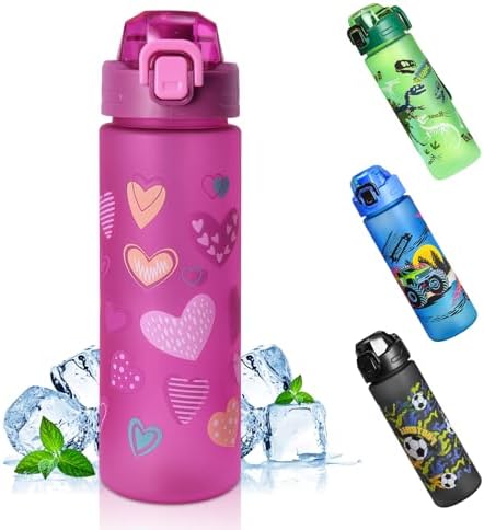 AMFUN 700ml Trinkflasche Kinder, Kindertrinkflasche, Sportwasserflasche mit Auslaufsicherem Flip-Top-Deckel, BPA-Frei, Leicht zu Reinige, Geeignet für Schule
