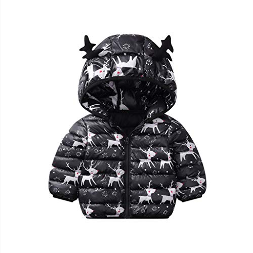 Youmymine Toddler Baby Girls Thicken Warm Coat Winter Windproof Bear Ears Hooded Outwear Snowsuit Jacket (4-5 Year, Black)