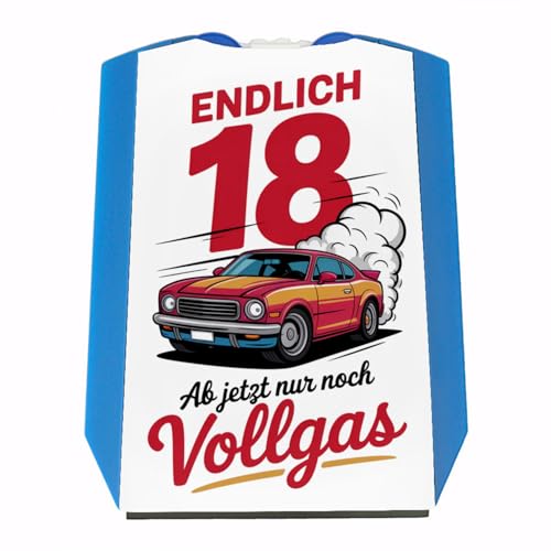 speecheese Endlich 18 - Vollgas Parkscheibe für den Führerschein Lustige Spruch-Parkscheibe zum 18. Geburtstag