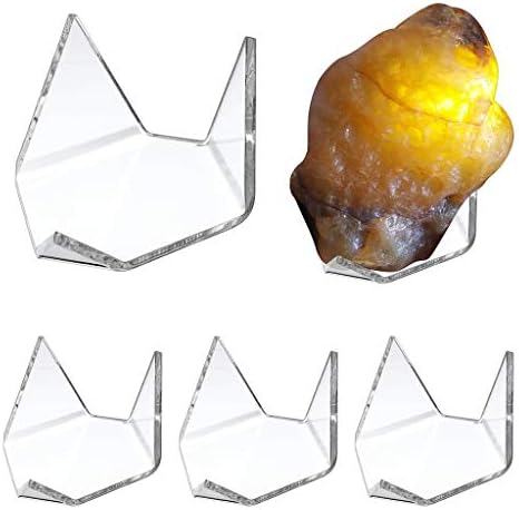 SUMNACON 5Pcs Triangle Clear Acrylic Display Stand Holder Geode Rock Mineral Agate Fossil Coral Display Stand, Large