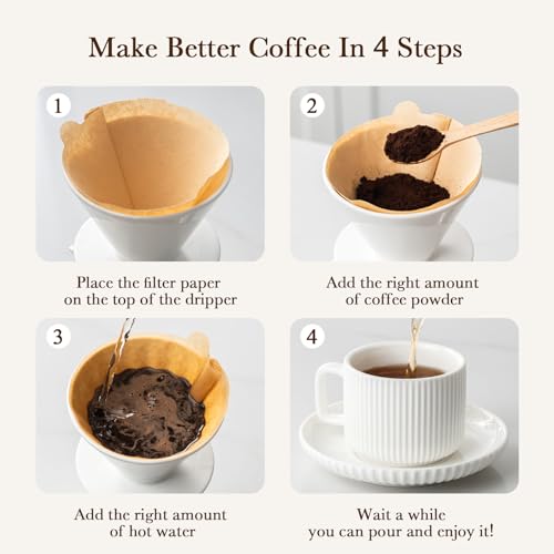 Image of Pour Over Coffee Maker Set V60 Coffee Dripper Set, White Cream,for Home Cafe Restaurant Camping