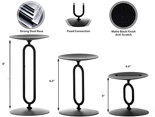 image for Melt Candle Company Set of 3 Candle Holders Black Metal Base Candlehol
