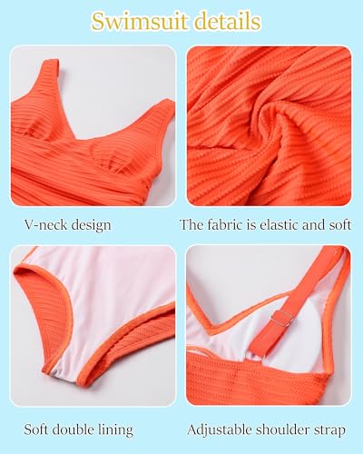 Girls Swimsuit One Piece Bathing Suit V Neck Girls' Swimwear Adjustable Straps Teen Girl Swimsuit Size 6-14Y Yizuoding0064