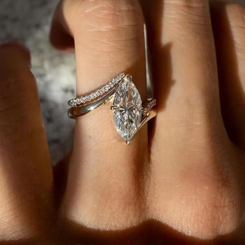 2 Ct Marquise Cut Diamond Bridal Wedding Band Engagement Ring Set for Women, 14K Yellow Gold Plated