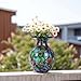 Hand Blown Glass vase, Colorful Glass Decorative vase, Glass Art Green vase for Bookshelf Coffee Table Floor Mantelpiece Entry Table top TV Stand and Dining Table Centerpiece Decorative vase.