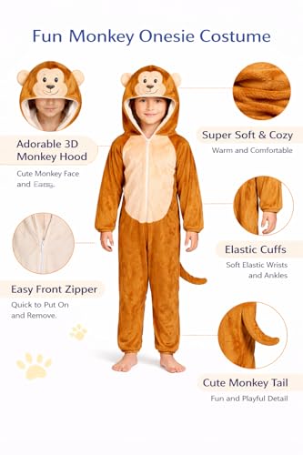 Image of Raj Costume Animal Fancy Dress Costume for Boys & Girls | Hooded Full Body Wildlife Zoo Animal Jumpsuit | Soft Costume for School Function, Fancy Dress, Halloween, Birthday, Cosplay & Role Play